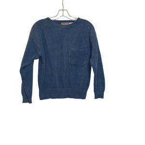 FRENCH NAVY TM Petite 100% Cotton Blue Long Sleeves Crew-Neck Knit Sweater L